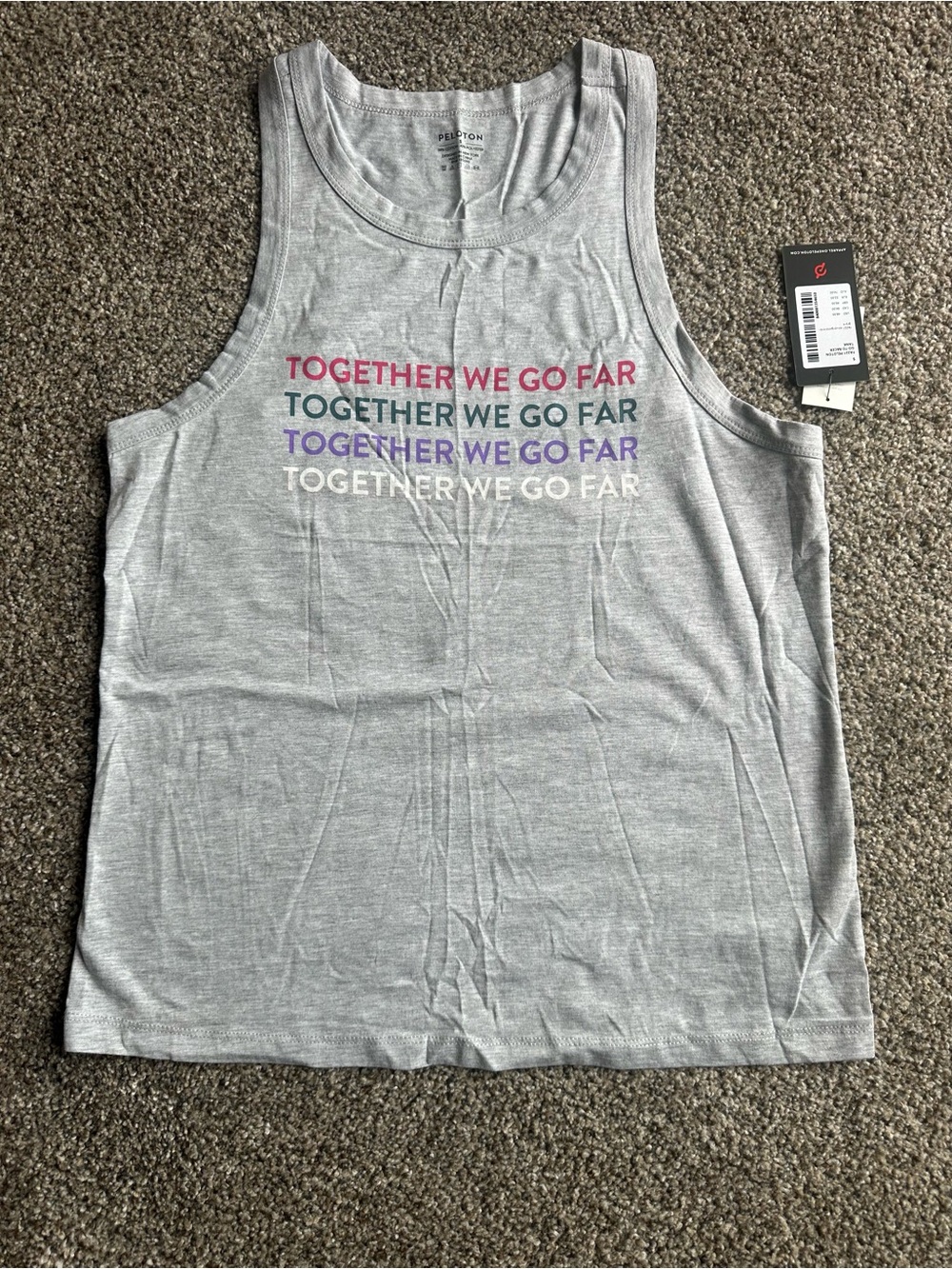 Peloton Gray Go-To Racer Tank with Multicolor Logo Text